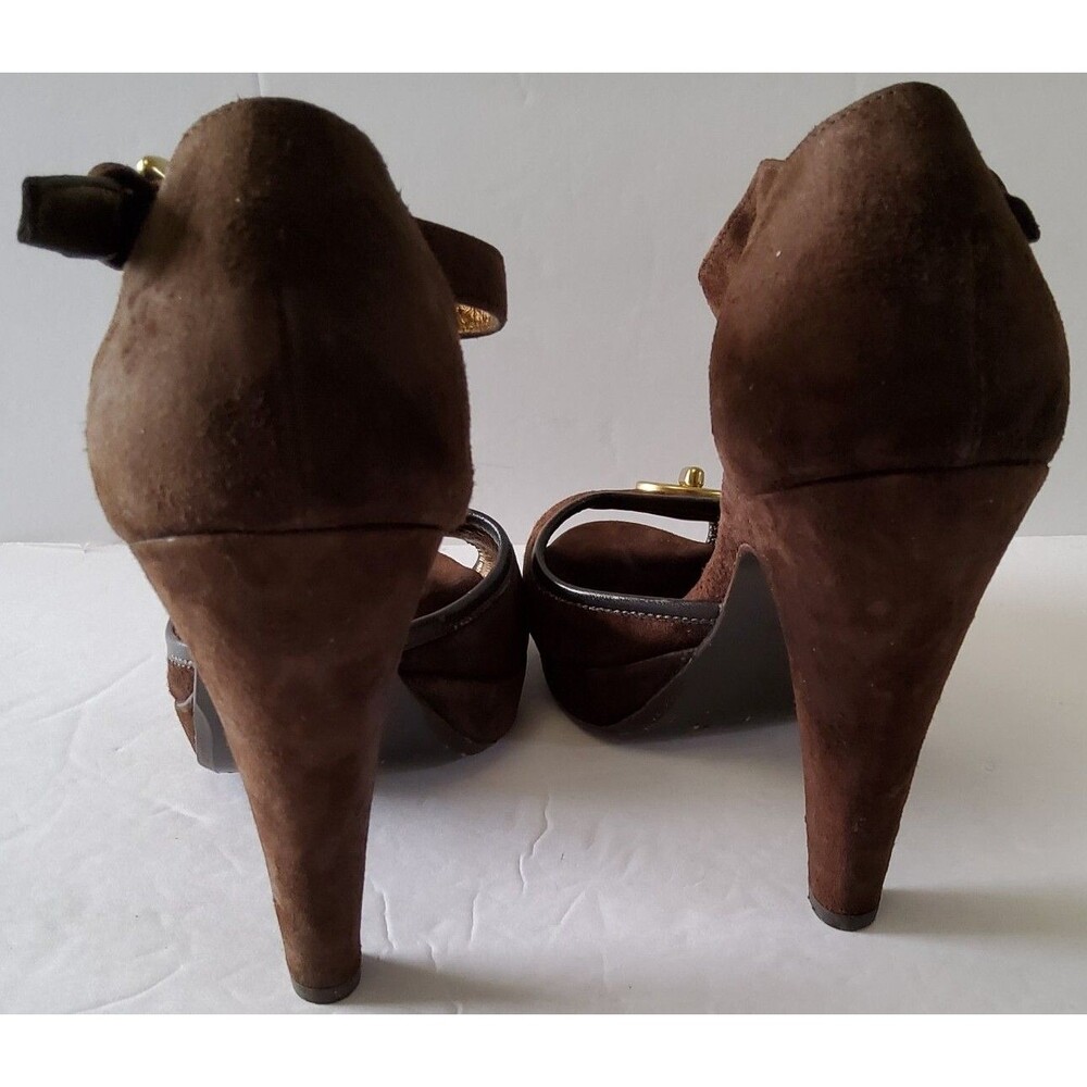 Coach Women's Darleen Suede Turnlock Buckle Ankle Strap Heels Shoes Size 6.5B - Picture 6 of 9